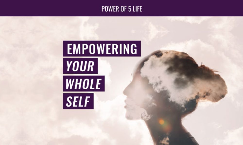 woman's head and clouds with the words empowering your whole self