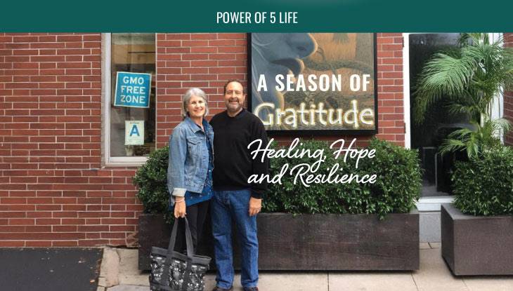 Melissa Bernstein and Dr. David Bernstein in front of a building for the blog about gratitude